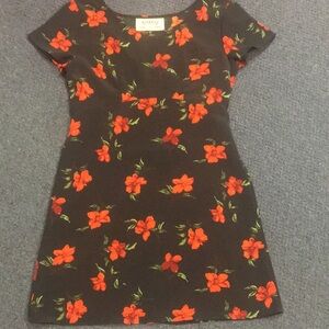 Floral Black Dress with Red Flowers